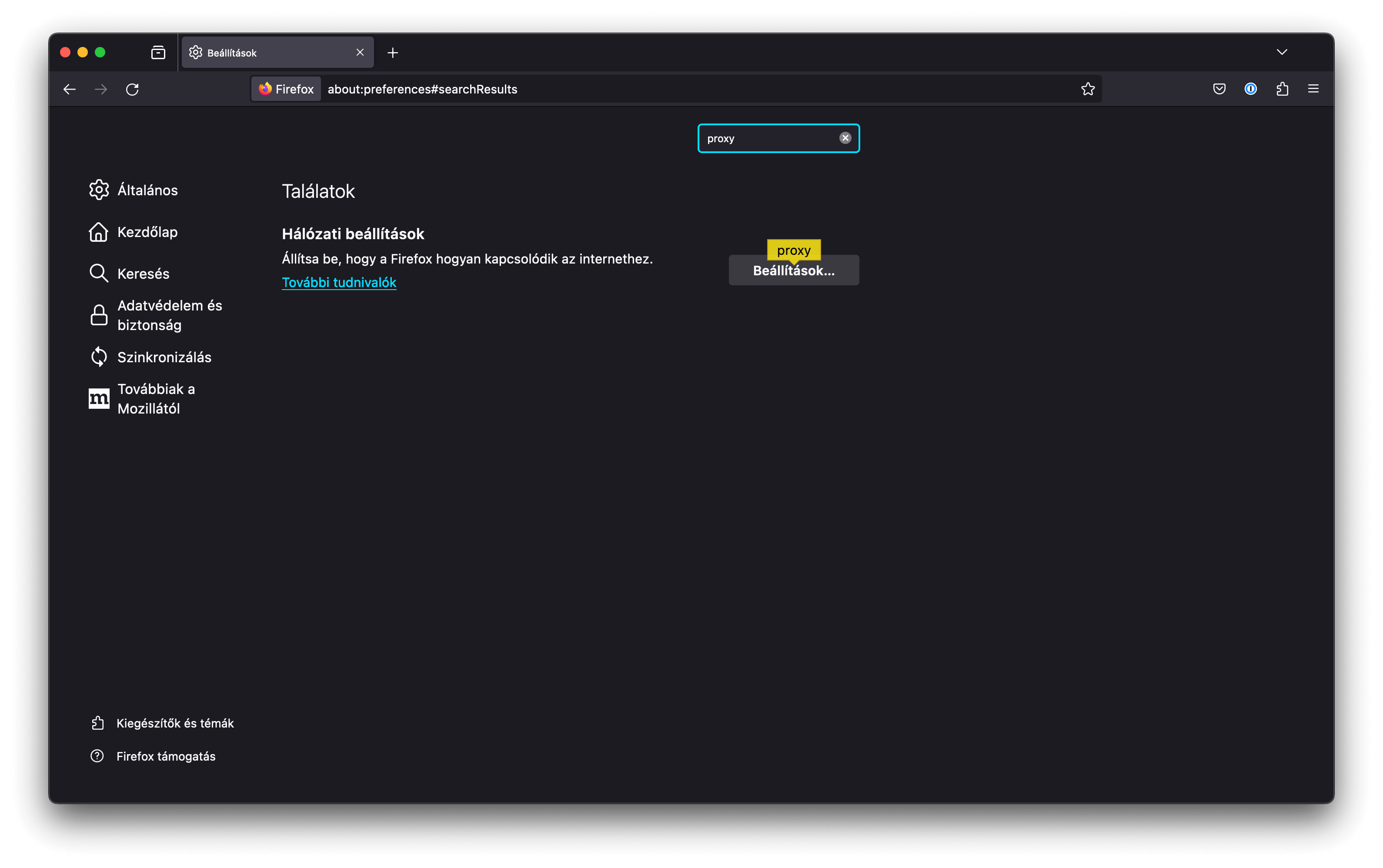 Firefox hálózati beállítások