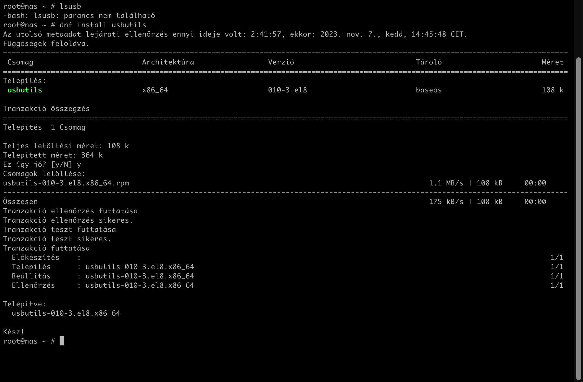 dnf install usbutils