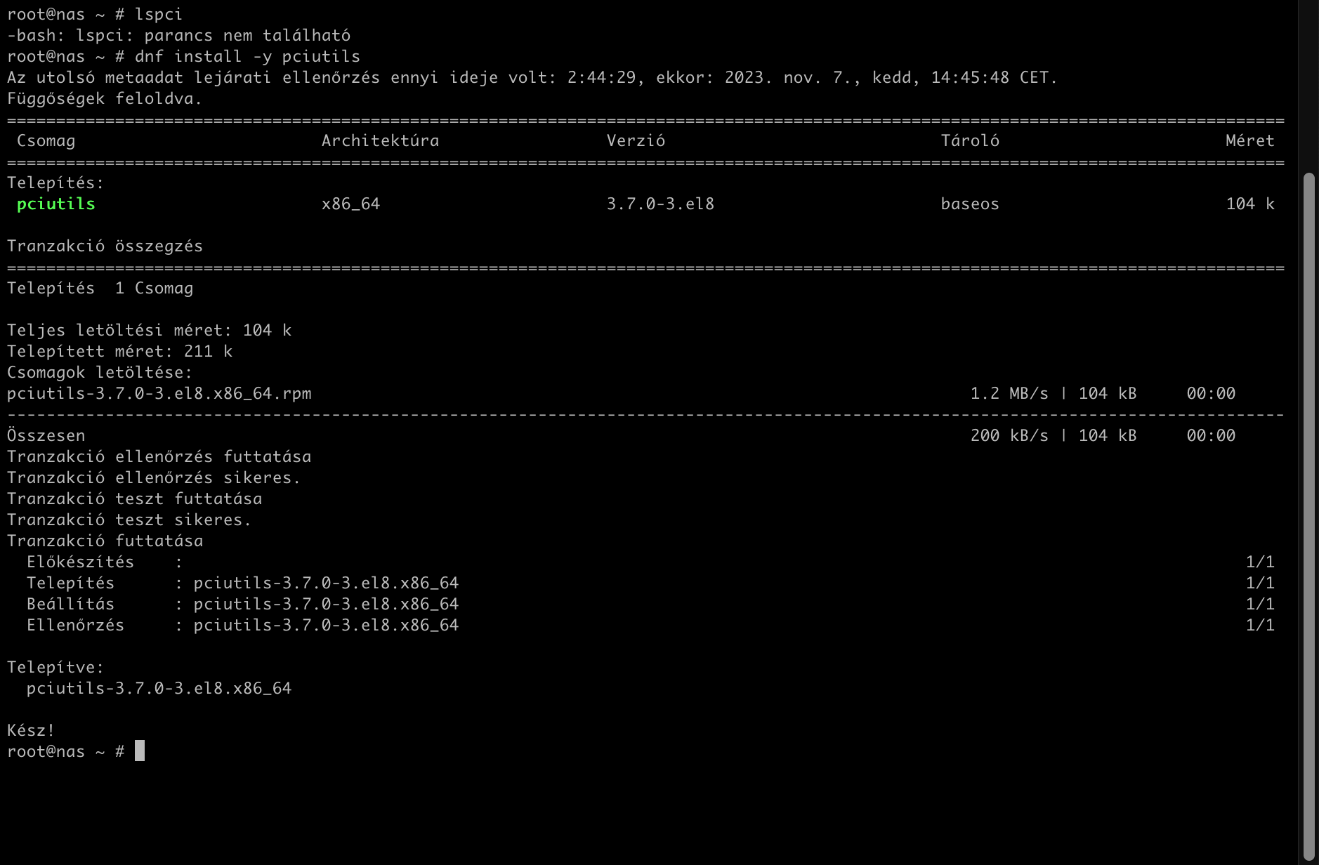 dnf install -y pciutils
