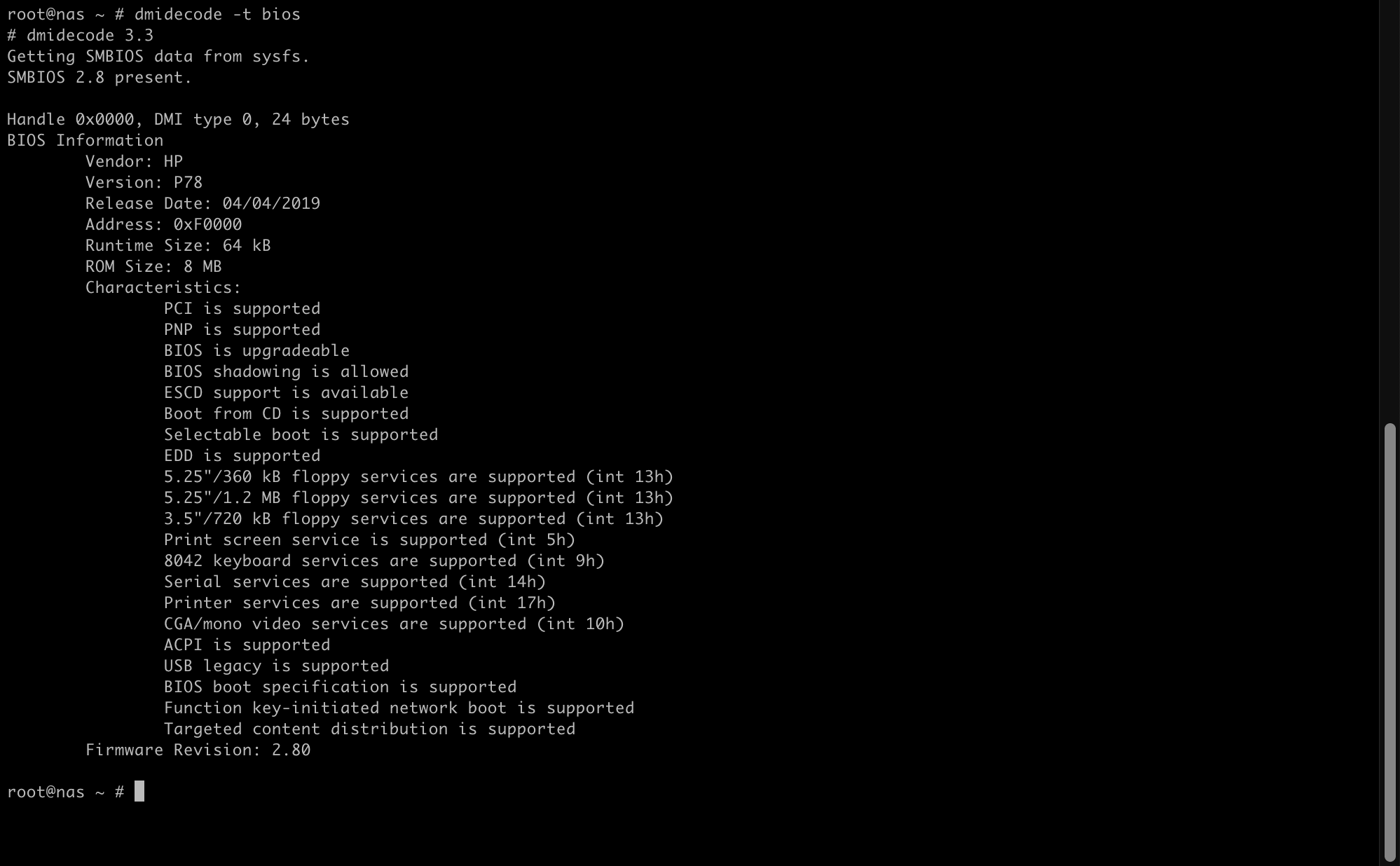 dmidecode -t bios