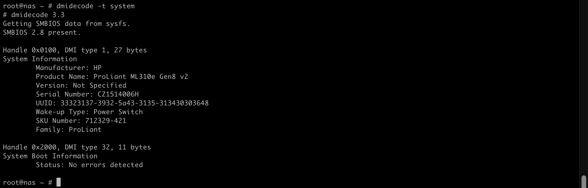 dmidecode -t system