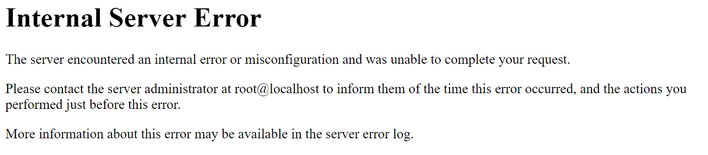 500 Internal Server Error hibaoldal